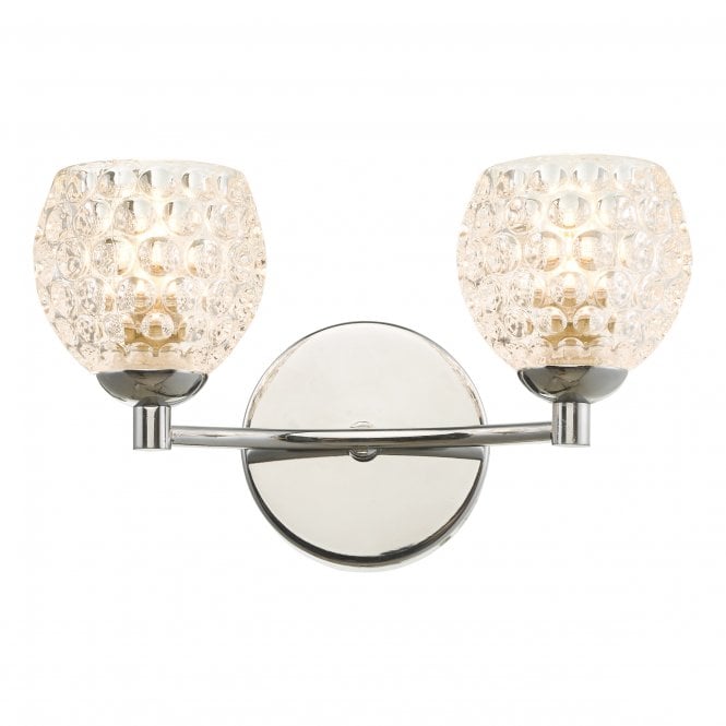 IZZY Double Wall Light in Chrome with Dimpled Glass Shades