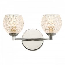 IZZY Double Wall Light in Chrome with Dimpled Glass Shades