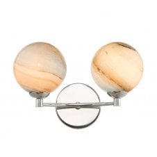 Double Wall Light in Chrome with Large Planet Glass Shades