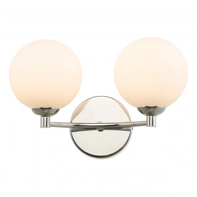 IZZY Double Wall Light in Chrome with Opal Glass Shades