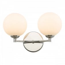 IZZY Double Wall Light in Chrome with Opal Glass Shades