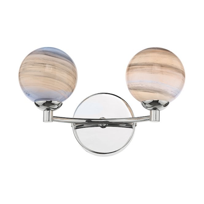 IZZY Double Wall Light in Chrome with Planet Art Glass Shades