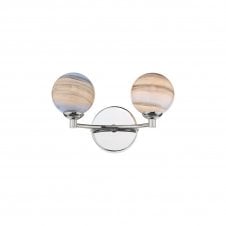 IZZY Double Wall Light in Chrome with Planet Art Glass Shades