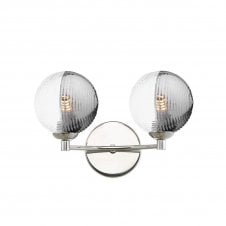 IZZY Double Wall Light in Chrome with Smoked and Clear Ribbed Glass
