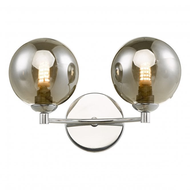 IZZY Double Wall Light in Chrome with Smoked Glass Shades