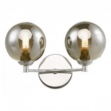 IZZY Double Wall Light in Chrome with Smoked Glass Shades
