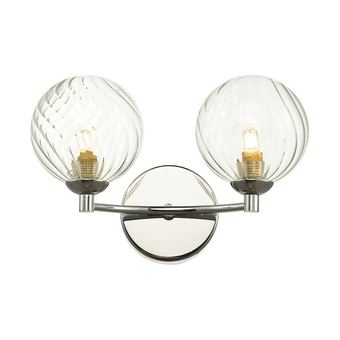 IZZY Double Wall Light in Chrome with Swirl Glass Shades