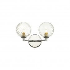 IZZY Double Wall Light in Chrome with Swirl Glass Shades
