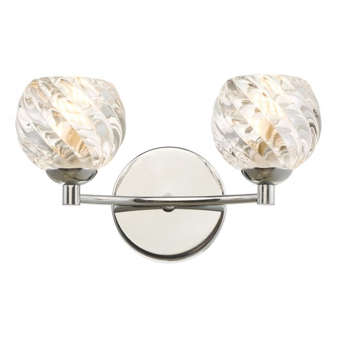 IZZY Double Wall Light in Chrome with Twisted Glass Shades