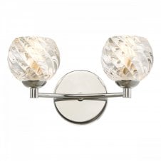 IZZY Double Wall Light in Chrome with Twisted Glass Shades