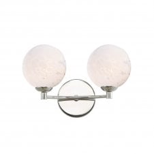 IZZY Double Wall Light in Chrome with White Confetti Glass Globe Shades