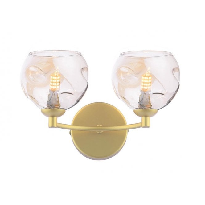 IZZY Double Wall Light Matt Gold with Champagne Organic Glass