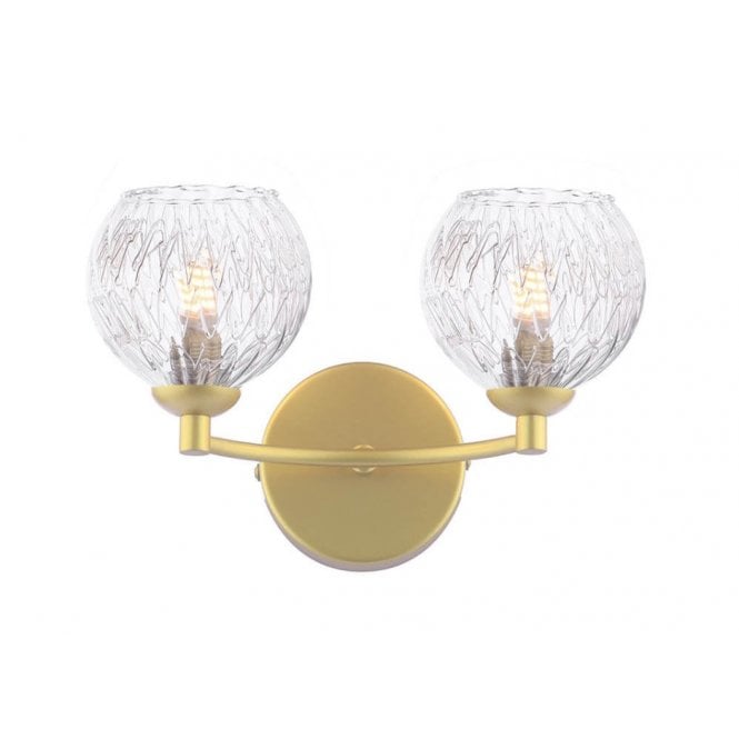 IZZY Double Wall Light Matt Gold with Clear Glass with Inner Wire Detail