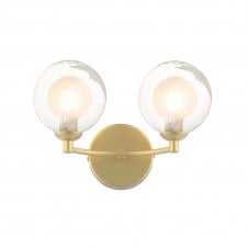 IZZY Double Wall Light Matt Gold with Clear & Opal Glass Shades