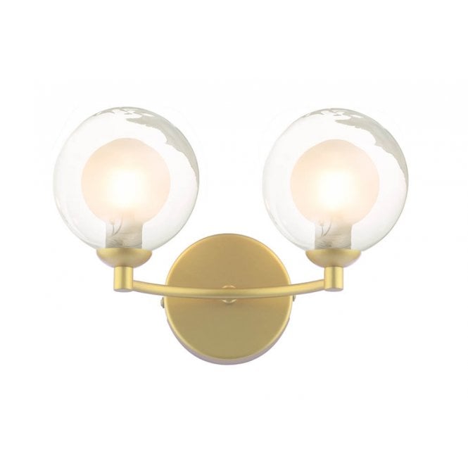 IZZY Double Wall Light Matt Gold with Clear & Opal Glass Shades