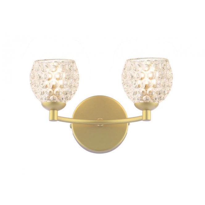 IZZY Double Wall Light Matt Gold with Dimpled Style Glass Shades