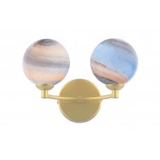 IZZY Double Wall Light Matt Gold with Large Planet Glass
