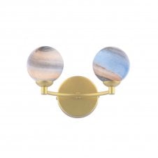 IZZY Double Wall Light Matt Gold with Planet Style Glass Shades