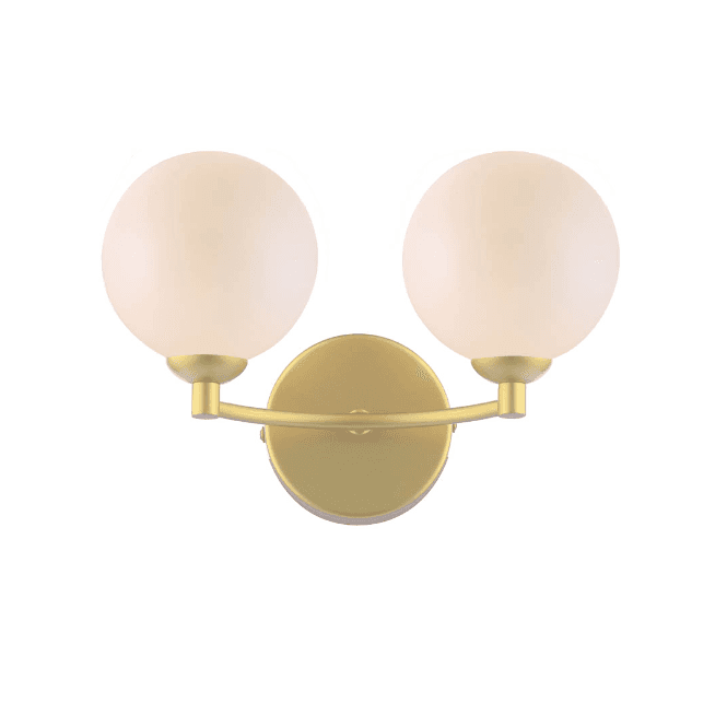 IZZY Double Wall Light Matt Gold with Smoked & Opal Glass Shades