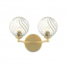 IZZY Double Wall Light Matt Gold with Twisted Style Closed Glass Shades