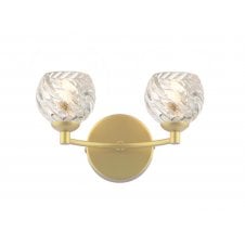 IZZY Double Wall Light Matt Gold with Twisted Style Open Glass Shade