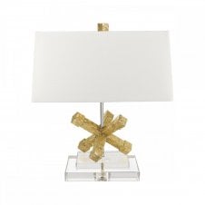 JACKSON structural table lamp in distressed gold with shade