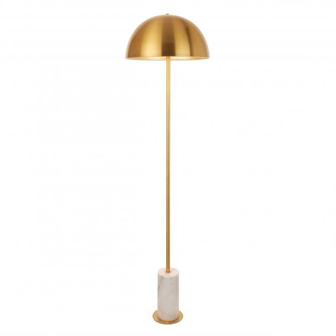 Jake Brushed Aged Brass and White Marble Floor Lamp