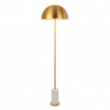 modern brushed aged brass floor lamp with white marble base