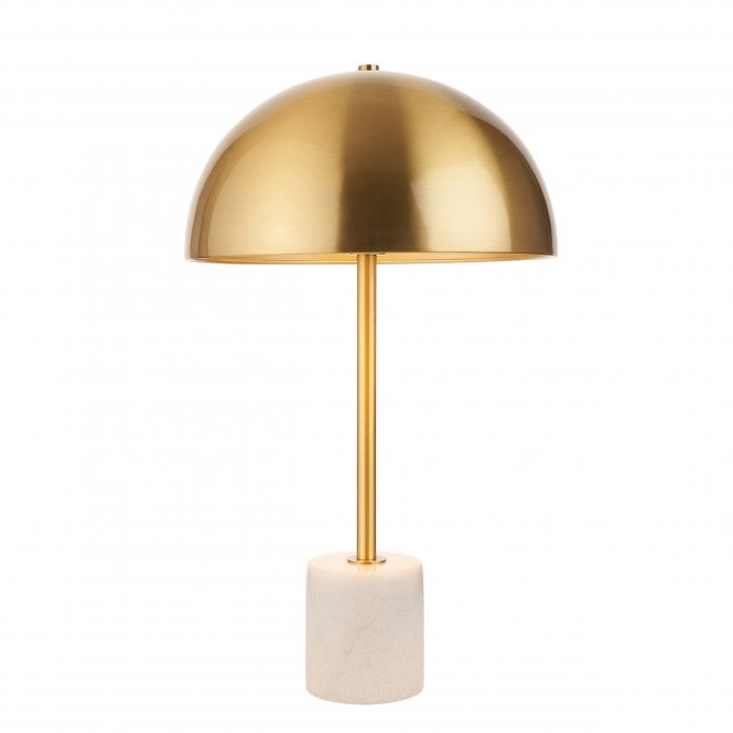 Jake Brushed Aged Brass and White Marble Table Lamp