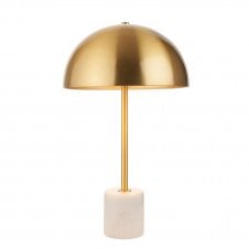 mid-century inspired table lamp in brushed aged brass finish