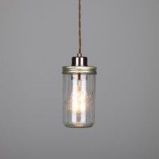 JAM JAR single glass ceiling pendant with antique brass suspension