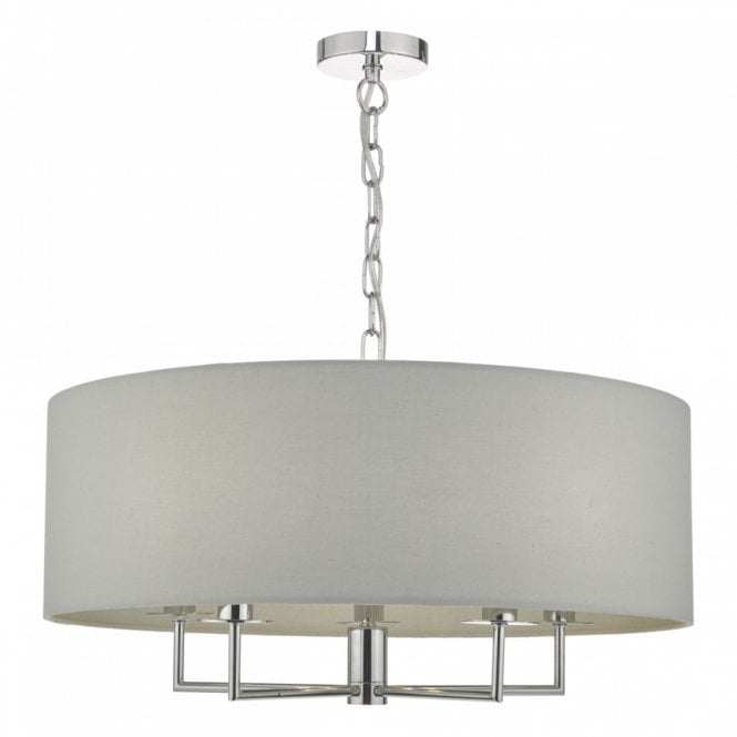 JAMELIA 5 light ceiling pendant with grey drum shade