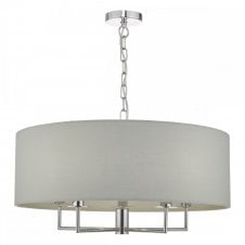 JAMELIA 5 light ceiling pendant with grey drum shade