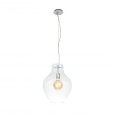 JARDINIERE Large Round Ceiling Pendant in Polished Chrome with Clear Shade