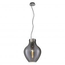 JARDINIERE Large Round Ceiling Pendant in Polished Chrome with Smoke Shade