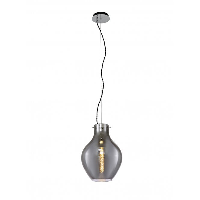 JARDINIERE Medium Light Ceiling Pendant in Polished Chrome with Smoke Shade