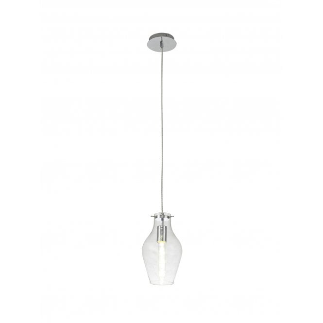 JARDINIERE Small Round Ceiling Pendant in Polished Chrome with Clear Shade