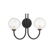 Jared 2 Light Wall Light in Matt Black with Twisted Glass Shades
