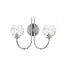 JARED 2 Light Wall Light finished in Satin Nickel & Clear Glass With Inner Wire