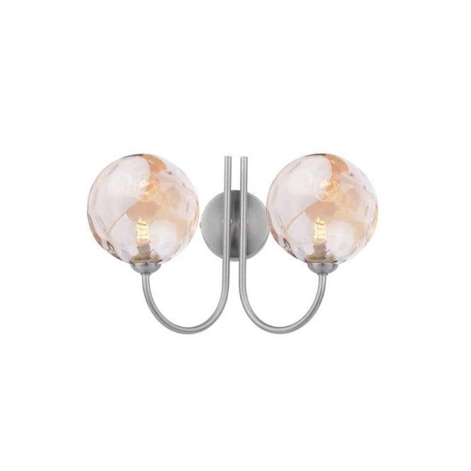 Jared 2 Light Wall Light in Satin Nickel with Champagne Dimpled Glass