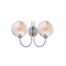 JARED 2 Light Wall Light | Satin Nickel & Champagne Dimpled Glass