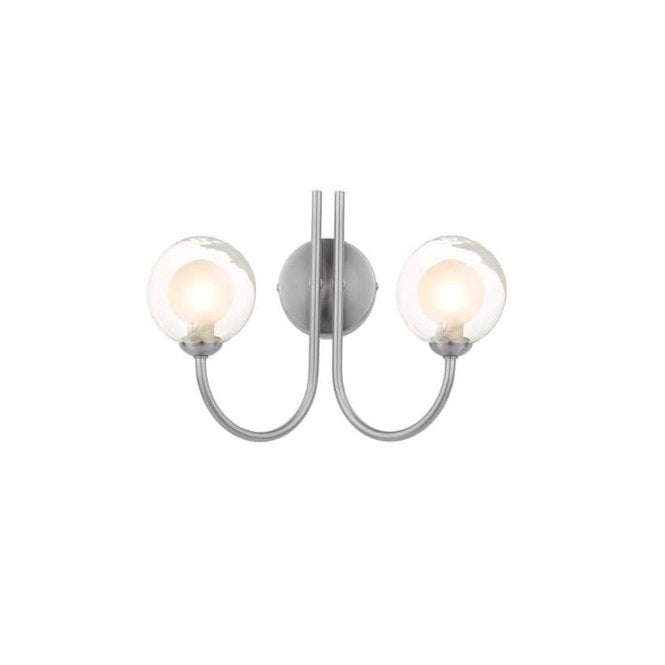 Jared 2 Light Wall Light in Satin Nickel with Clear & Opal Glass Shades