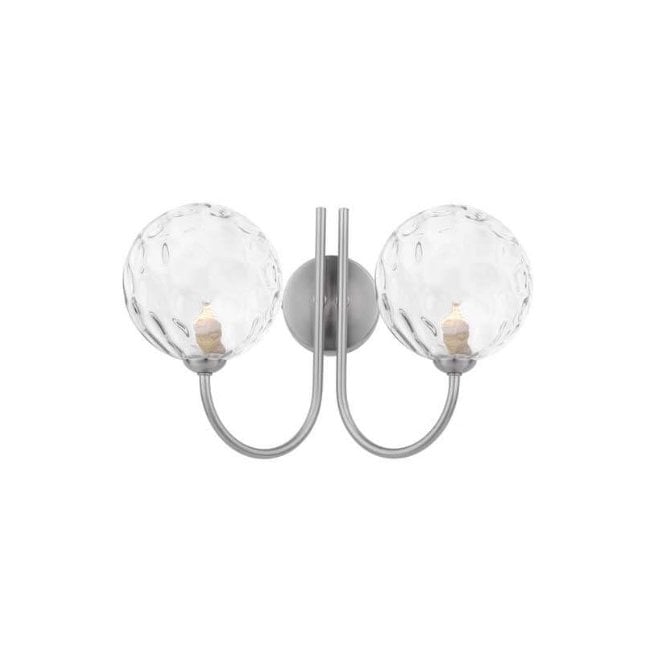 Jared 2 Light Wall Light in Satin Nickel with Dimpled Clear Glass