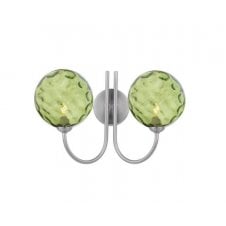 JARED 2 Light Wall Light | Satin Nickel & Green Dimpled Glass