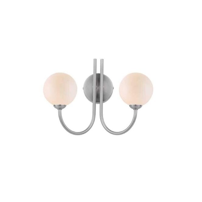 Jared 2 Light Wall Light in Satin Nickel with Opal Glass Shades