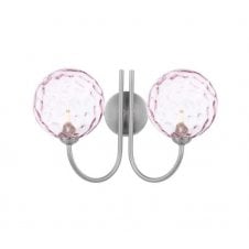 JARED 2 Light Wall Light | Satin Nickel & Pink Dimpled Glass