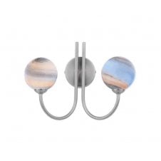 JARED 2 Light Wall Light finished in Satin Nickel with Planet Glass (10cm)