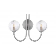 JARED 2 Light Wall Light | Satin Nickel & Ribbed Glass