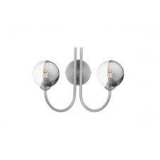 JARED 2 Light Wall Light | Satin Nickel, Smoked & Clear Ribbed Glass (10cm)