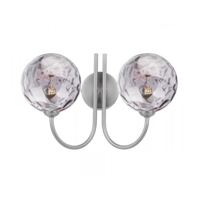 Jared 2 Light Wall Light in Satin Nickel with Smoked Dimpled Glass